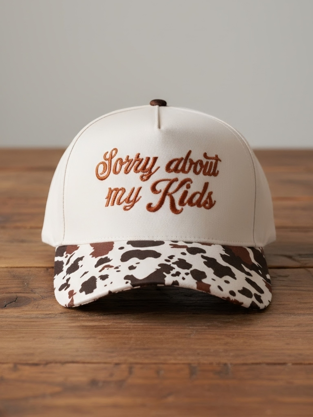 New! Sorry About My Kids Cow Print Embroidered Baseball Cap Snapback Hat